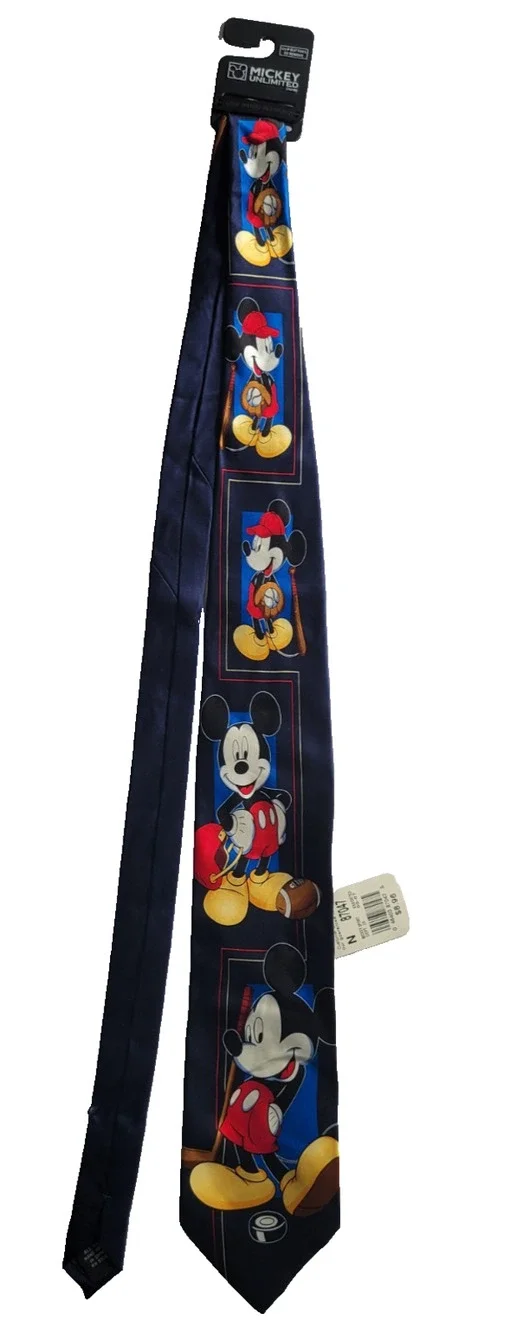 Mickey Unlimited Disney Mens 100% Silk Sporty Mickey Mouse Tie NWT Navy